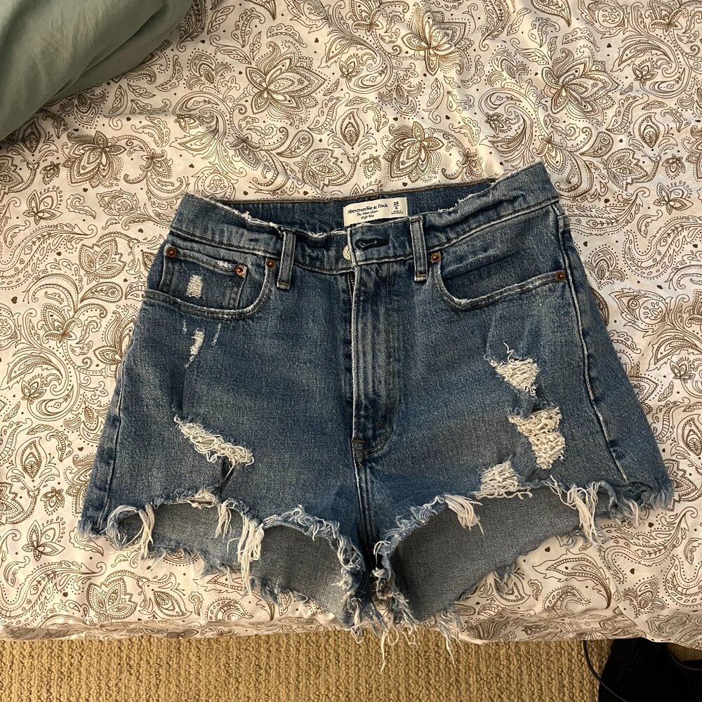 Distressed Abercrombie Mom Denim Shorts